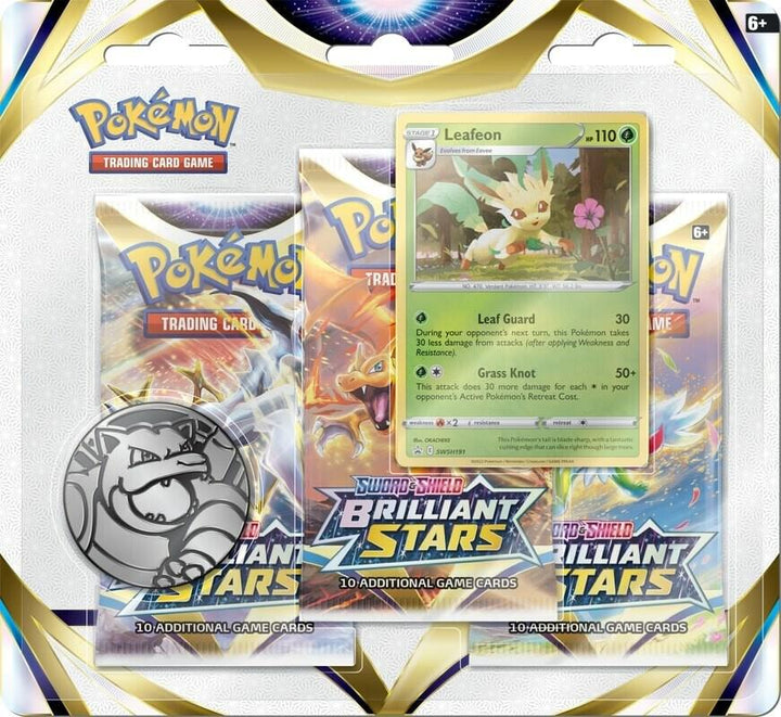 Pokémon TCG: Sword &amp; Shield—Brilliant Stars 3-Pack Blister [Glaceon or Leafeon] (SWSH09)