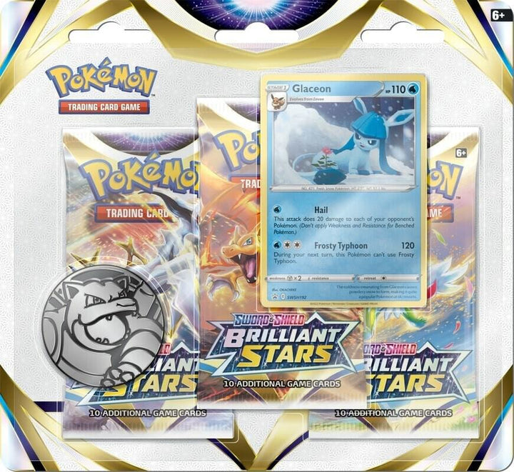 Pokémon TCG: Sword &amp; Shield—Brilliant Stars 3-Pack Blister [Glaceon or Leafeon] (SWSH09)