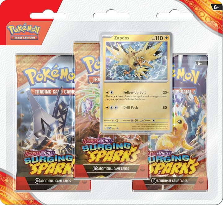 Pokémon TCG: Surging Sparks 3 Pack Blisters [Quagsire or Zapdos] - SV08: Surging Sparks (SSP)