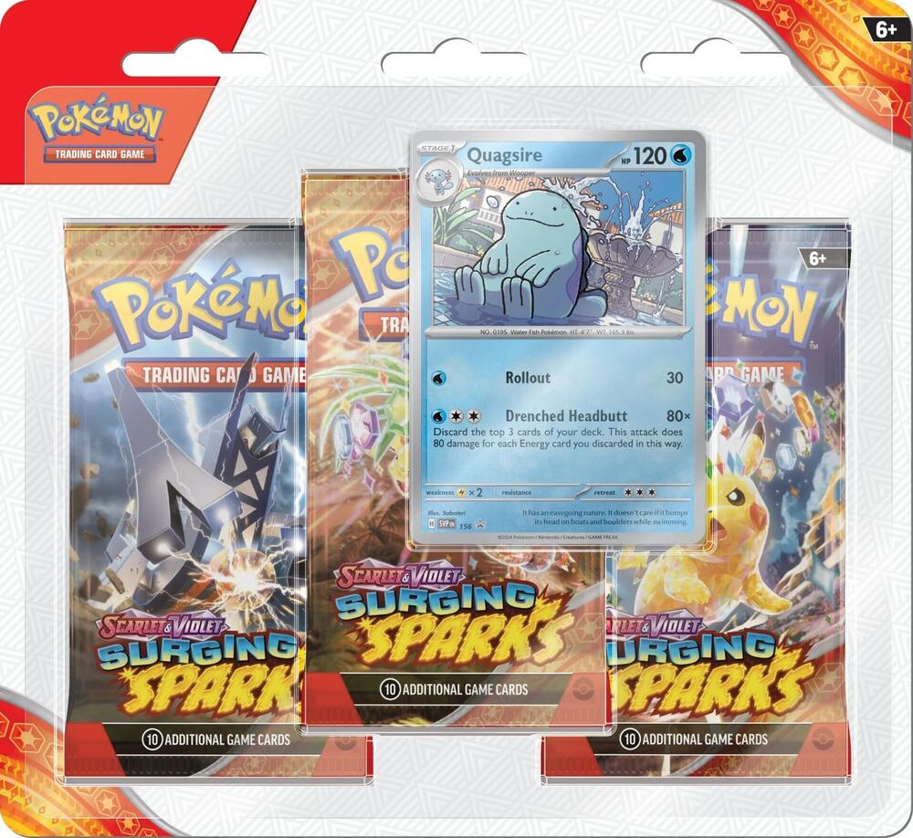 Pokémon TCG: Surging Sparks 3 Pack Blisters [Quagsire or Zapdos] - SV08: Surging Sparks (SSP)