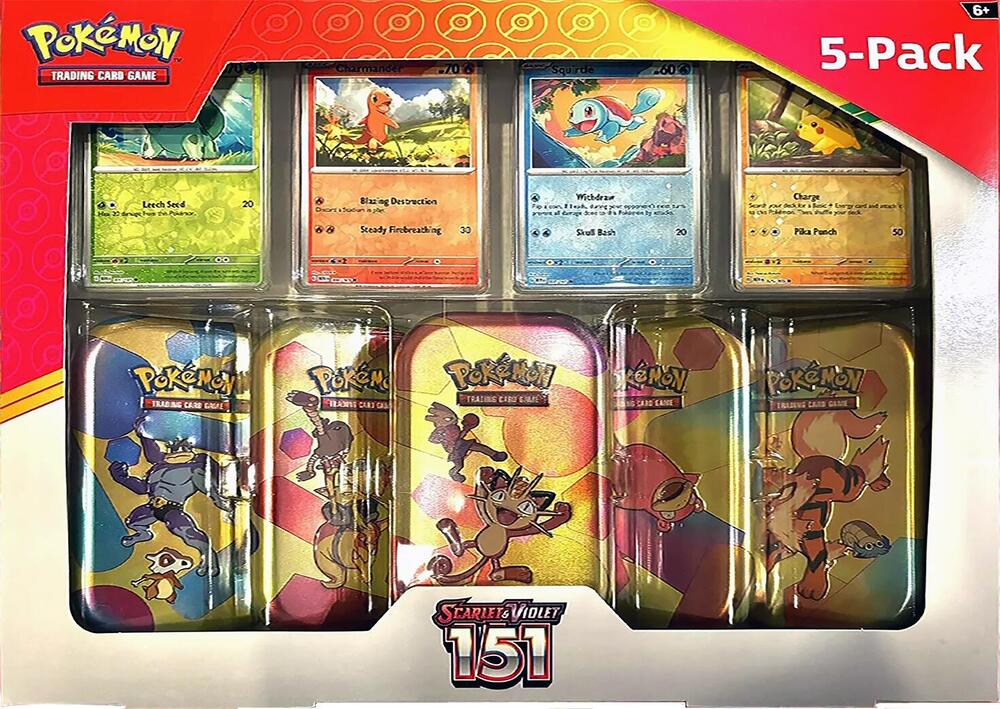 Pokémon TCG: Costco Pokemon Scarlet & Violet 151 Mini Tin 5-pack (Meowth) - Miscellaneous Cards & Products (MCAP)