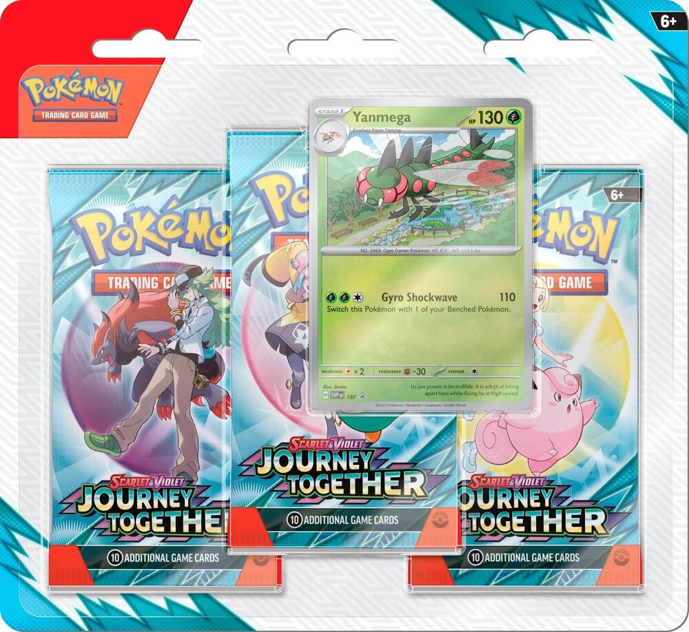 Pokémon TCG: Journey Together 3 Pack Blister [Scrafty or Yanmega] - SV09: Journey Together (JTG)