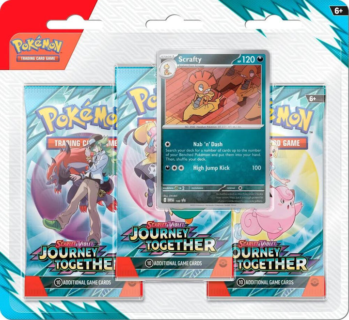 Pokémon TCG: Journey Together 3 Pack Blister [Scrafty or Yanmega] - SV09: Journey Together (JTG)