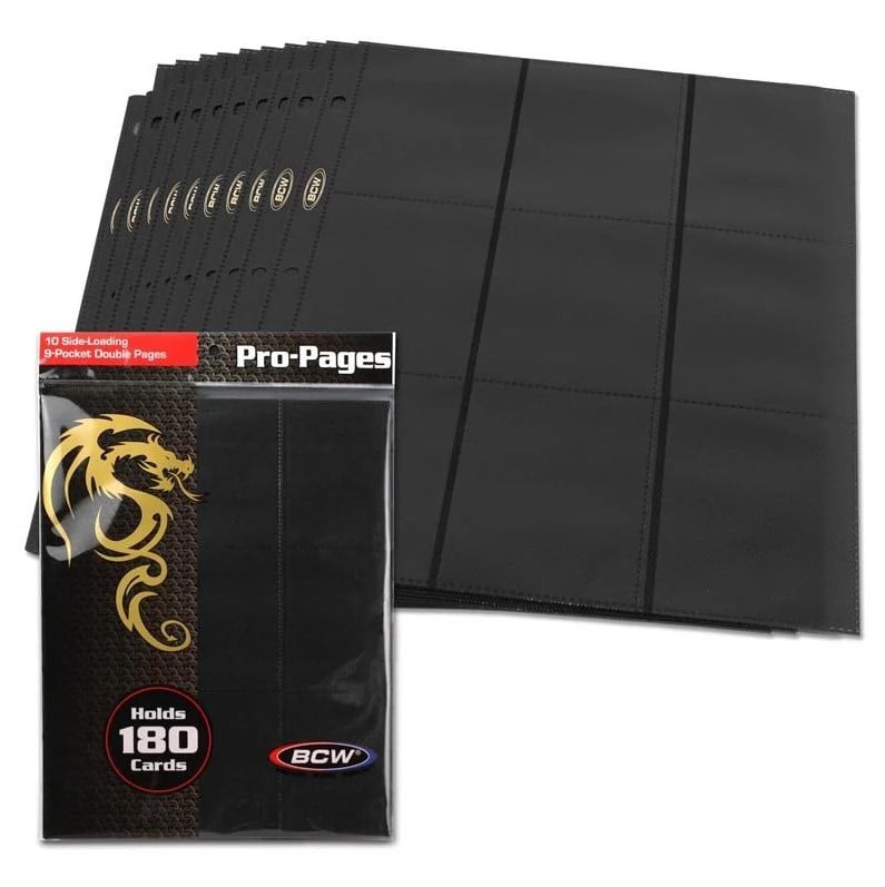 BCW Side Loading 18-Pocket Pro Pages - Black