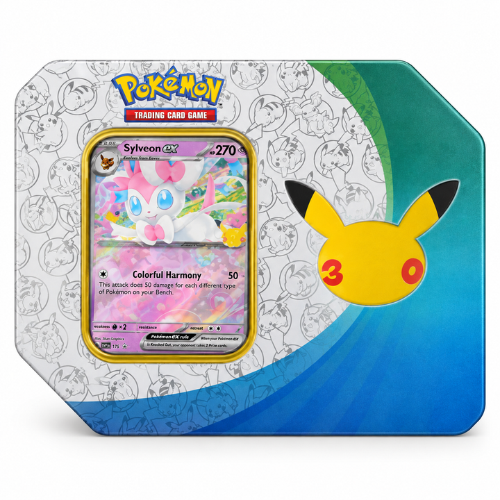 Pokémon TCG: 30th Celebration Sylveon ex Tin — Retail Version